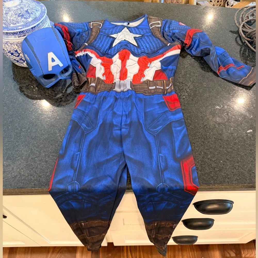 Avengers Captain America Costume with Mask - Deluxe w/ padding | Youth Large |